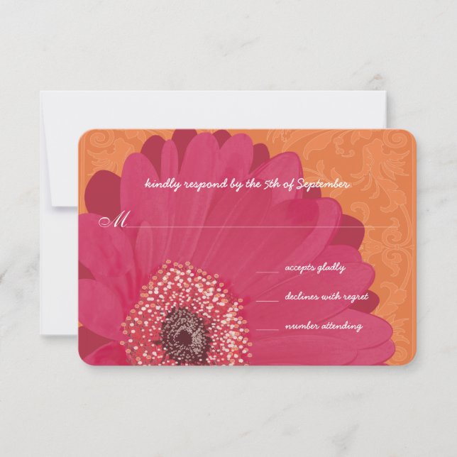 Beautiful Elegant Gerber Daisy Wedding Invitation (Front)