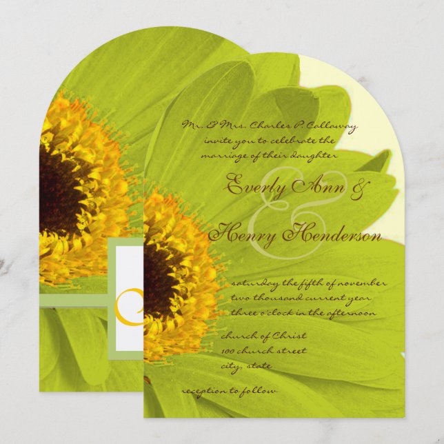 Beautiful Elegant Gerber Daisy Wedding Invitation (Front/Back)