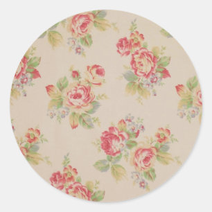 Beautiful elegant girly vintage floral pattern classic round sticker