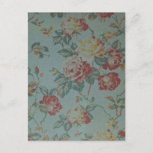 Beautiful elegant girly vintage yellow pink roses postcard