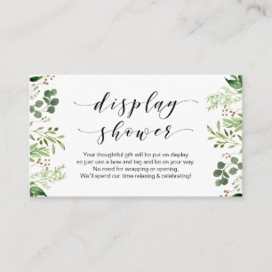 Beautiful Elegant Greenery, Black, Display Shower Enclosure Card