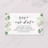 Beautiful Elegant Greenery, Black,, Save the date