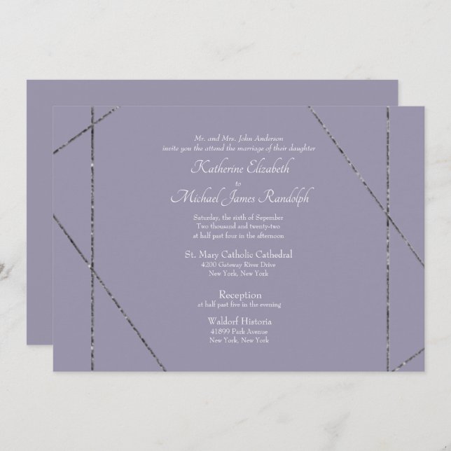 Beautiful Elegant Lavender Wedding II Invitation (Front/Back)