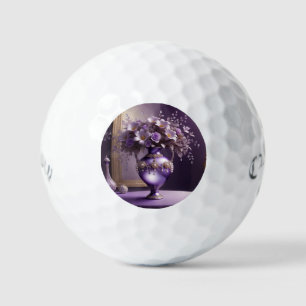 Beautiful elegant light purple round vase decorat golf balls