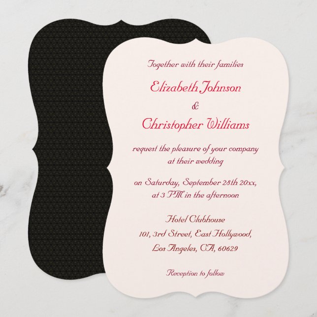 Beautiful Elegant Luxe Custom Wedding Invitation (Front/Back)