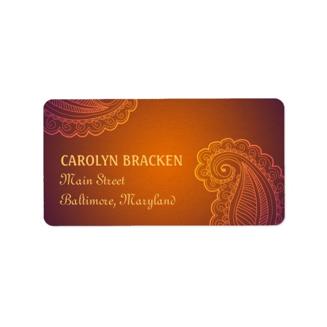 Beautiful Elegant Paisley Floral Design Label (Front)