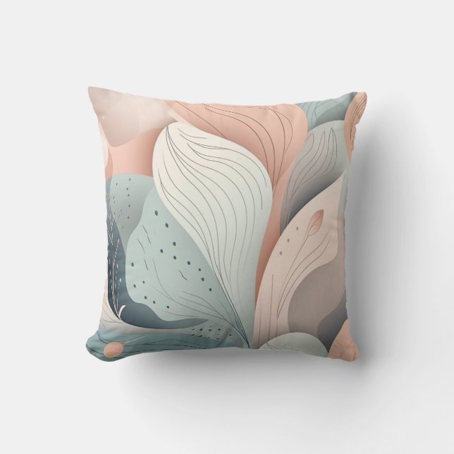 Beautiful elegant pastel leaves design cushion (Front)