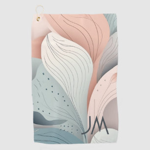 Beautiful elegant pastel leaves design golf towel