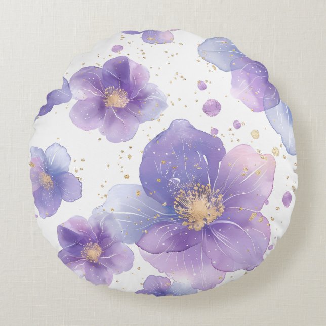 beautiful elegant patten seamless print flower round cushion (Front)