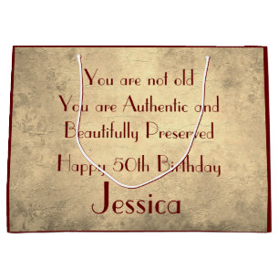 Beautiful elegant personalised 50th Birthday Large Gift Bag
