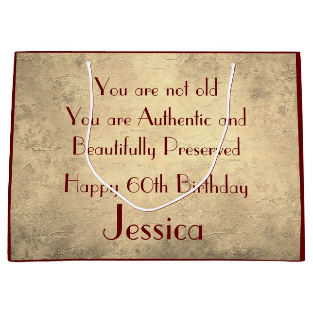 Beautiful elegant personalised 60th Birthday Large Gift Bag (Front)