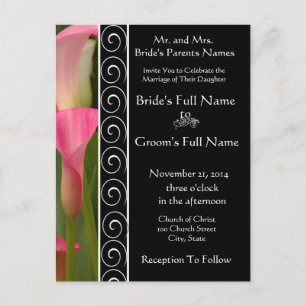 Beautiful Elegant Pink Cala Lily Invitation Postcard