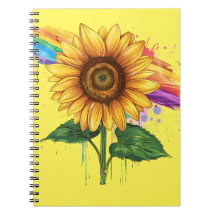 beautiful elegant print with a sunflower notebook