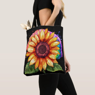 beautiful elegant print with a sunflower  tote bag