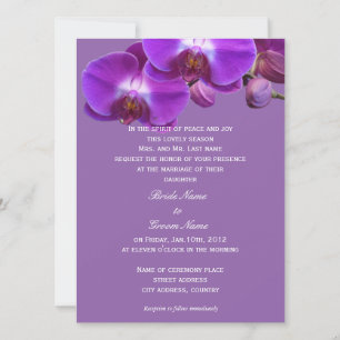 Beautiful, elegant, purple orchid flowers wedding invitation
