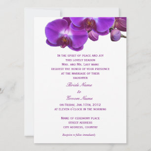 Beautiful, elegant, purple orchid flowers wedding invitation