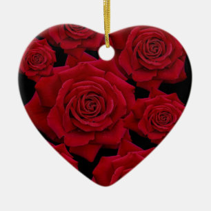 Beautiful & Elegant Red Rose Bloom Pattern Ceramic Ornament
