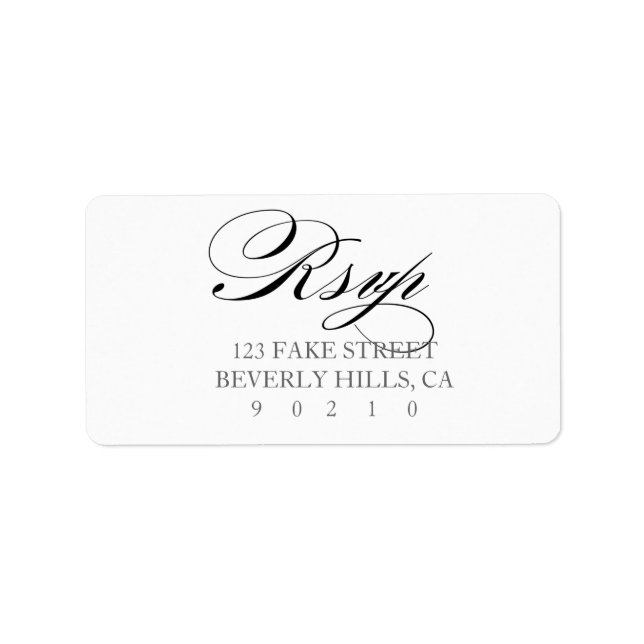 Beautiful Elegant Script font RSVP address label (Front)