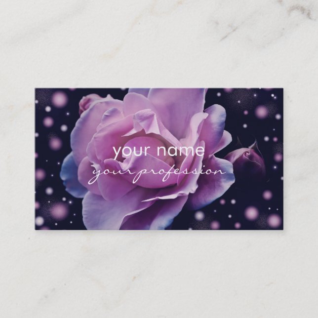 beautiful elegant stylish flower | purple rose business card (Front)