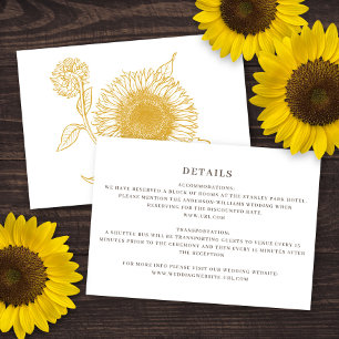 Beautiful Elegant Sunflowers Autumn Wedding  Enclosure Card