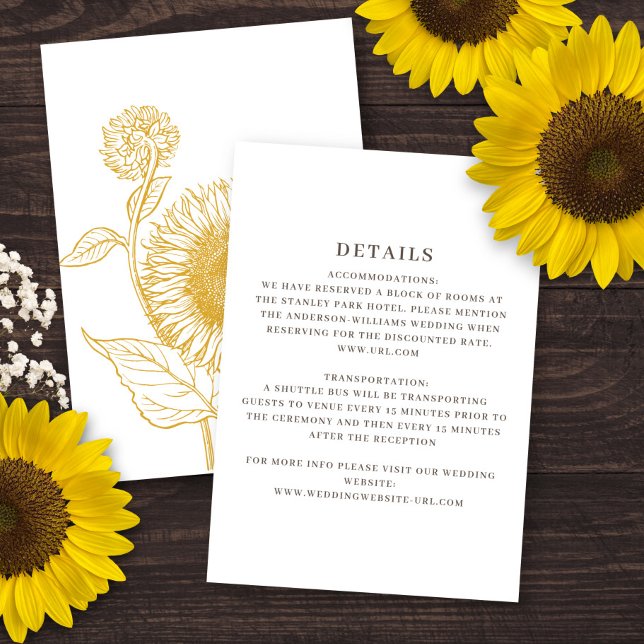 Beautiful Elegant Sunflowers Fall Wedding  Enclosure Card (Creator Uploaded)