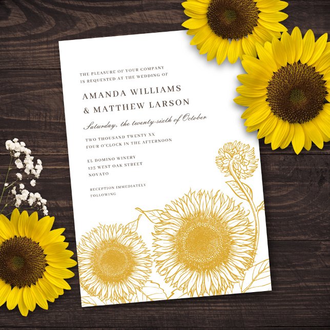 Beautiful + Elegant Sunflowers Fall Wedding Invitation (Creator Uploaded)