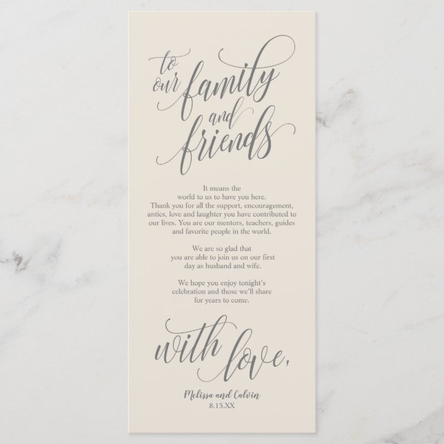 Beautiful Elegant Thank You Place Setting Card (Front)