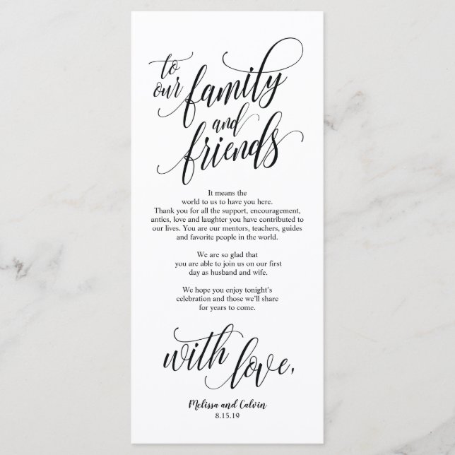 Beautiful Elegant Thank you place setting card (Front)