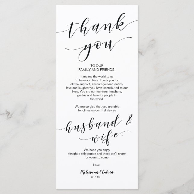 Beautiful Elegant Thank you place setting card (Front)