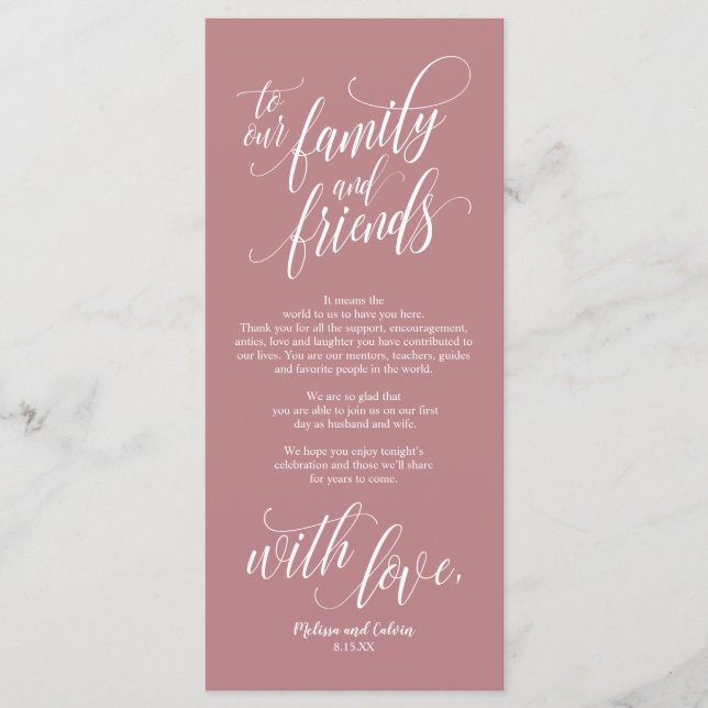 Beautiful Elegant Thank You Place Setting Card (Front)