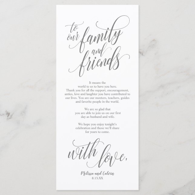 Beautiful Elegant Thank You Place Setting Card (Front)