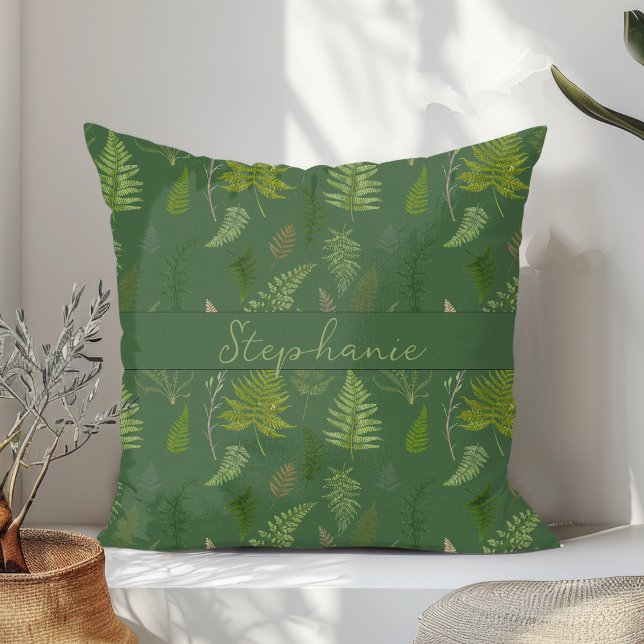 Beautiful Elegant Vintage Fern Pattern With Name Cushion (Creator Uploaded)