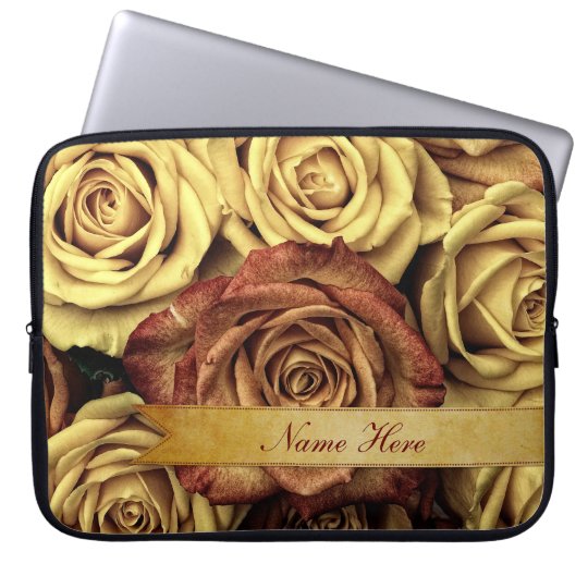 Beautiful Elegant Vintage Yellow Roses with Ribbon Laptop Sleeve
