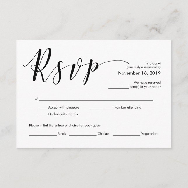 Beautiful Elegant Wedding RSVP Enclosure Card (Front)
