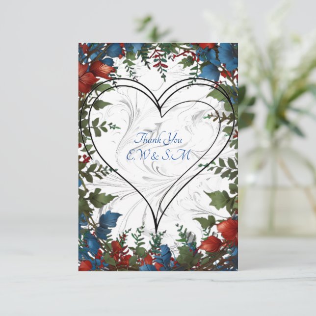 Beautiful,elegant & whimsical wedding themed decor thank you card (Standing Front)