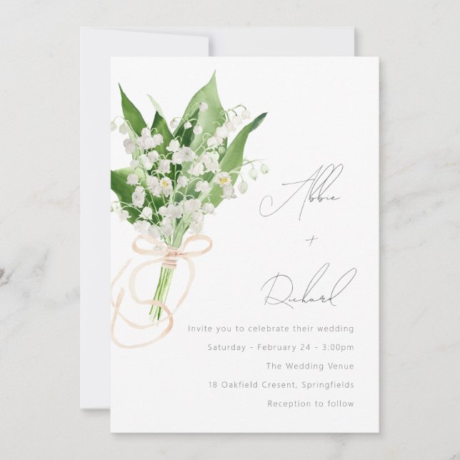 Beautiful Elegant White Floral Bouquet Wedding Invitation (Front)