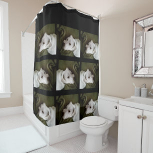 Beautiful Elegant White Labrador Mix Dog Shower Curtain