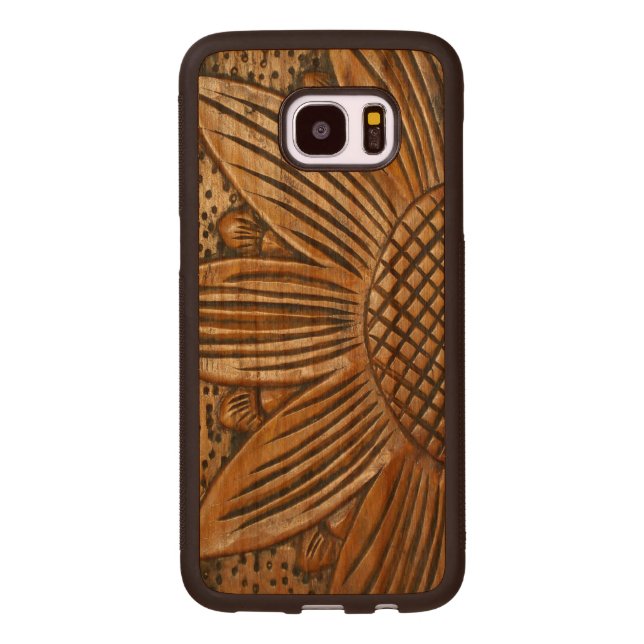 Beautiful Elegant Wooden Sunflower Print Wood Samsung Galaxy S7 Edge Case (Back)