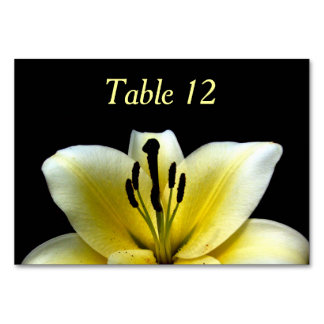 Beautiful Elegant Yellow on Black Flower Table Number