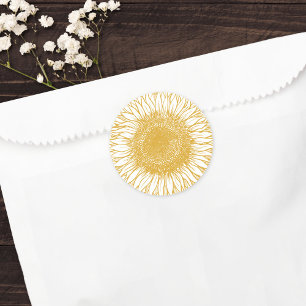 Beautiful Elegant Yellow Sunflower Autumn Wedding  Classic Round Sticker