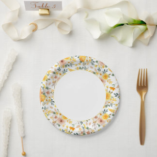 Beautiful elegant Yellow Sunshine floral  Paper Plate