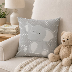 Beautiful Elephant Grey and White Polka Dot Cushion