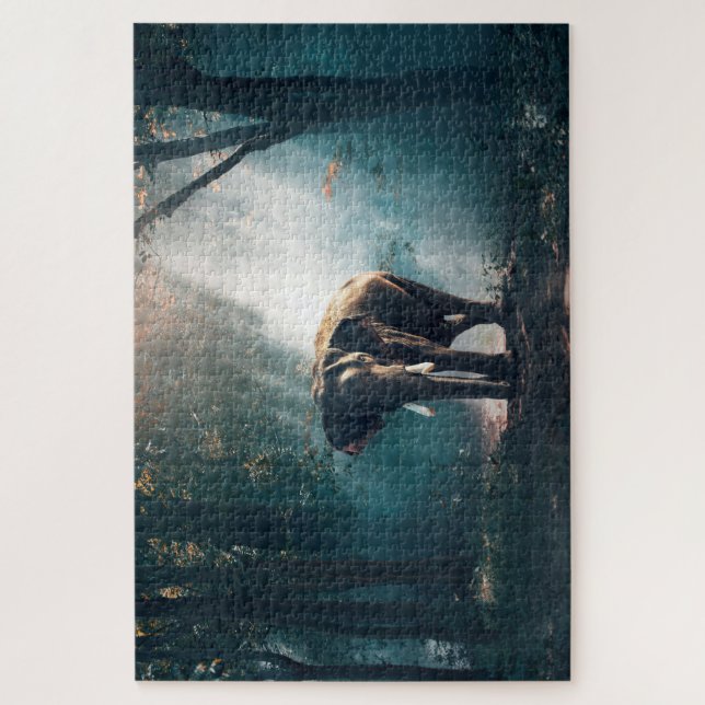 Beautiful Elephant in the Woods Jigsaw Puzzle (Vertical)