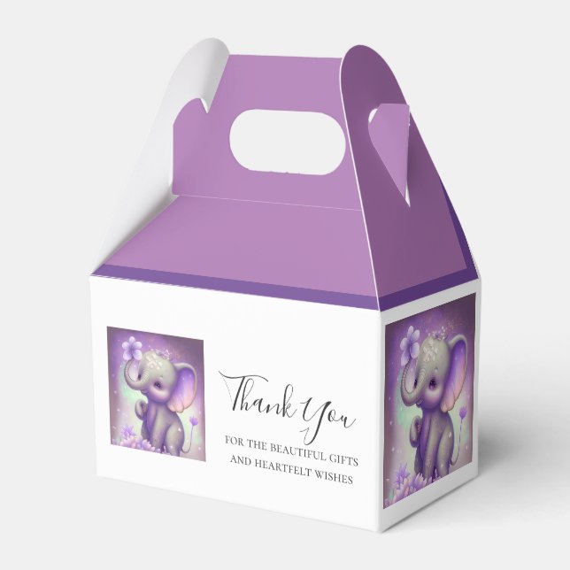 Beautiful Elephant purple  Favour Box (Front Side)