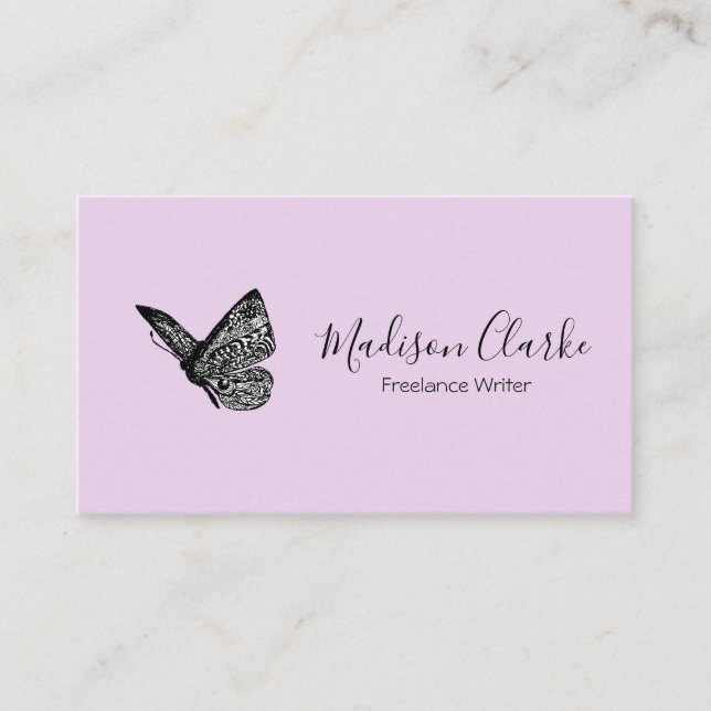 Beautiful embellished butterfly business card (Front)