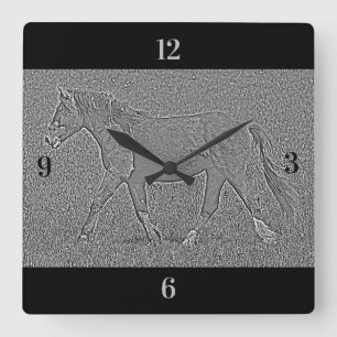 Beautiful Embossed Wild Horse Wall Clock