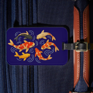 Beautiful embroidered koi fishes luggage tag