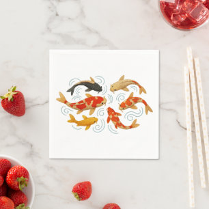 Beautiful embroidered koi fishes napkin