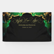 Beautiful Emerald Black Gold Wedding Backdrop