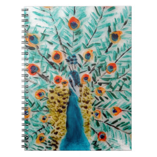 Beautiful Emerald Green and Turquoise Peacock Notebook